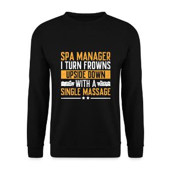 Gestionnaire de SPA Emploi Bien-être Drôle Gestion de SPA Sayi - Sweat-shirt Unisexe - noir - Devant - Alina (178cm) & Michal (187cm)
