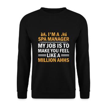 Gestionnaire de SPA Emploi Bien-être Drôle Gestion de SPA Sayi - Sweat-shirt Unisexe - noir - Devant - Alina (178cm) & Michal (187cm)