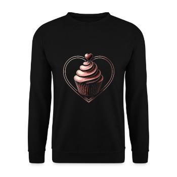 Cupcake Chocolate Heart Baker Baking Bake Cupcakes - Unisex Sweatshirt - black - Front - Alina (178cm) & Michal (187cm)