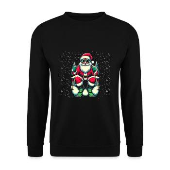 Skifahren Weihnachtsmann Skifahrer Ski Wintersport Ski - Unisex Pullover - Schwarz - Vorne - Alina (178cm) & Michal (187cm)