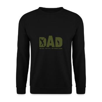 DAD Fishing Legend Angler Fishing Sayings Gift - Unisex Sweatshirt - black - Front - Alina (178cm) & Michal (187cm)