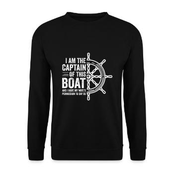 I Am The Captain Of This Boat Sailor Sailing Ship - Unisex Pullover - Schwarz - Vorne - Alina (178cm) & Michal (187cm)