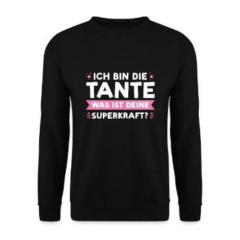 Tante Familie Lieblingstante Geschenk - Unisex Pullover - Schwarz - Vorne - Alina (178cm) & Michal (187cm)