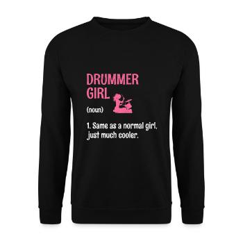 Drummer Girl Wie Ein Normales Mädchen, Nur Viel Coole - Unisex Pullover - Schwarz - Vorne - Alina (178cm) & Michal (187cm)