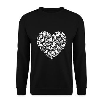Birds Heartshape Bird Birdwatching Birdwatcher - Unisex Sweatshirt - black - Front - Alina (178cm) & Michal (187cm)