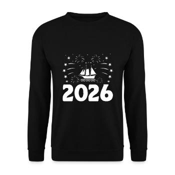 Neujahrsthema Paddelboot - Unisex Pullover - Schwarz - Vorne - Alina (178cm) & Michal (187cm)