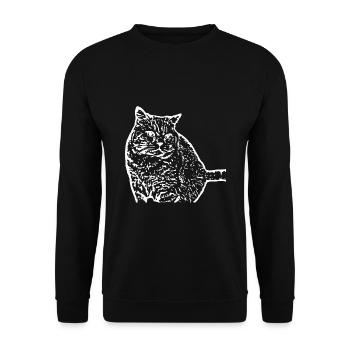 Cat White Silhouette Gift Cat Lover - Unisex Sweatshirt - black - Front - Alina (178cm) & Michal (187cm)
