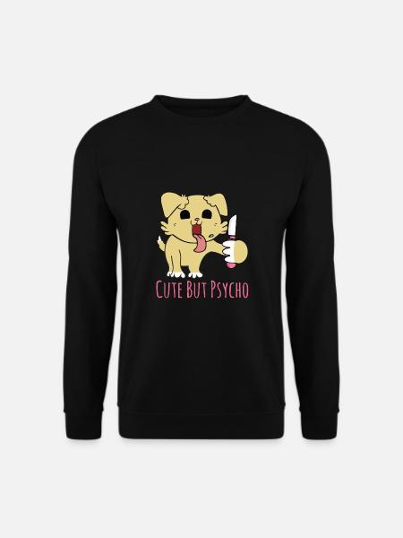 Süß aber psycho - Hund mit Messer - Unisex Pullover - Schwarz