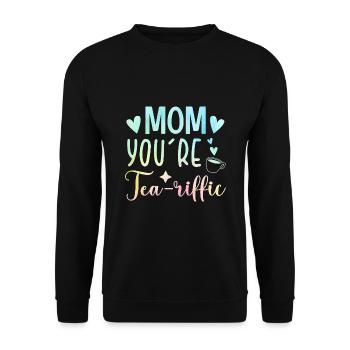 Mom You're Teariffic Tea Drinking Tea Lover Cup Of - Unisex Pullover - Schwarz - Vorne - Alina (178cm) & Michal (187cm)