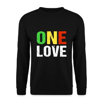 One Love Reggae Musik Jamaica - Unisex Pullover - Schwarz - Vorne - Alina (178cm) & Michal (187cm)