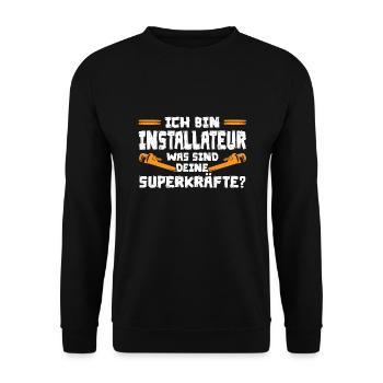 Installateur Beruf Wasserinstallateur Geschenk - Unisex Pullover - Schwarz - Vorne - Alina (178cm) & Michal (187cm)
