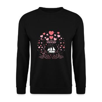Pédalo à thème Saint-Valentin - Sweat-shirt Unisexe - noir - Devant - Alina (178cm) & Michal (187cm)
