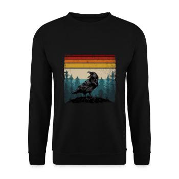 Couleurs rétro corbeau corbeau oiseau corbeau corbeau - Sweat-shirt Unisexe - noir - Devant - Alina (178cm) & Michal (187cm)