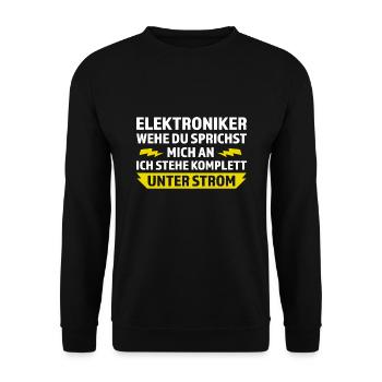 Elektroniker Beruf Elektromeister Geschenk - Unisex Pullover - Schwarz - Vorne - Alina (178cm) & Michal (187cm)