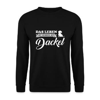 Dackel Hund Dackel Hund Geschenk - Unisex Pullover - Schwarz - Vorne - Alina (178cm) & Michal (187cm)