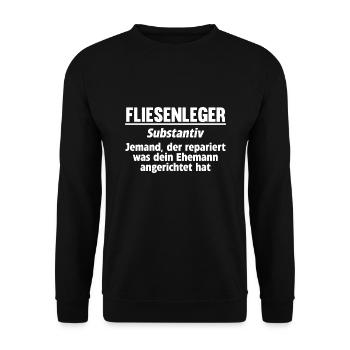 Fliesenleger Beruf Plattenleger Geschenk - Unisex Pullover - Schwarz - Vorne - Alina (178cm) & Michal (187cm)