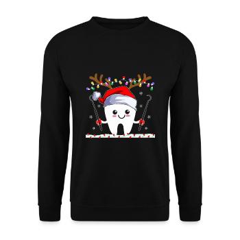 Dents Renne Noël Dentisterie Dentaire Dentistes - Sweat-shirt Unisexe - noir - Devant - Alina (178cm) & Michal (187cm)