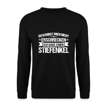 Stiefopa Stiefenkel Stiefenkelsohn Geschenk - Unisex Pullover - Schwarz - Vorne - Alina (178cm) & Michal (187cm)