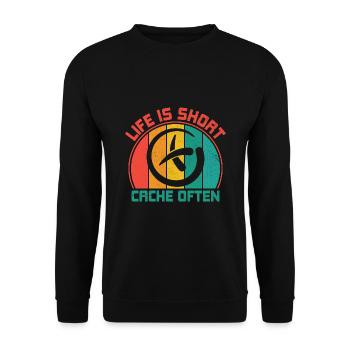 Geocaching Geocache Funny Geocacher Geocacher Sayi - Unisex Sweatshirt - black - Front - Alina (178cm) & Michal (187cm)