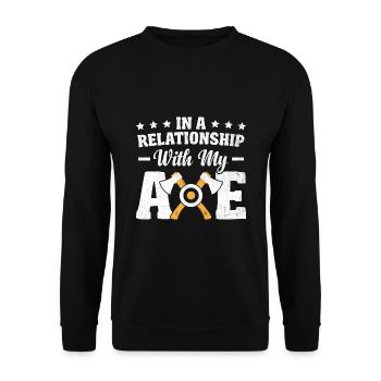 In A Relationship With My Axe Throwing Hatchet - Unisex Sweatshirt - black - Front - Alina (178cm) & Michal (187cm)