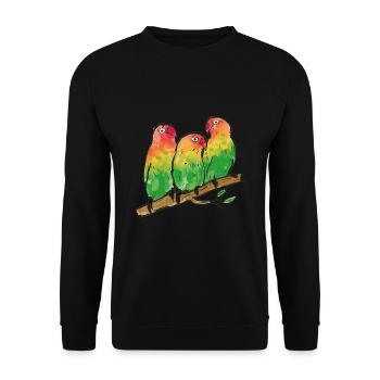 Pfirsichköpfchen aka Fischers Unzertrennlicher - Unisex Pullover - Schwarz - Vorne - Alina (178cm) & Michal (187cm)
