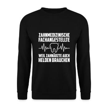 Zahnmedizinische Fachangestellte Zahnarztpraxis He - Unisex Pullover - Schwarz - Vorne - Alina (178cm) & Michal (187cm)