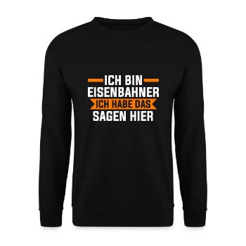 Eisenbahner Beruf Eisenbahnen Geschenk - Unisex Pullover - Schwarz - Vorne - Alina (178cm) & Michal (187cm)