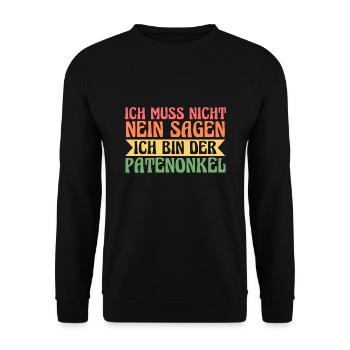 Patenonkel Familie Taufpate Geschenk - Unisex Pullover - Schwarz - Vorne - Alina (178cm) & Michal (187cm)