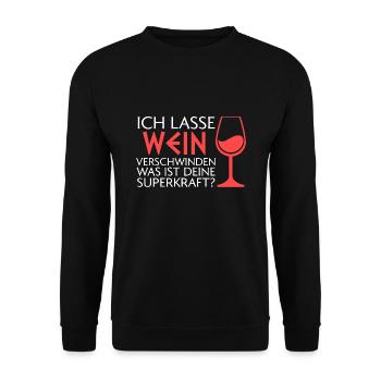 Wein Alkohol Rotwein Geschenk - Unisex Pullover - Schwarz - Vorne - Alina (178cm) & Michal (187cm)