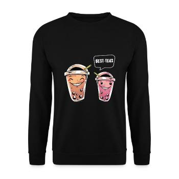 Besties Graphic Tea Lover Tea Drinker Tea Brewing - Unisex Pullover - Schwarz - Vorne - Alina (178cm) & Michal (187cm)