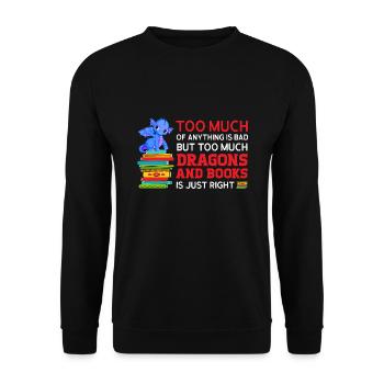 Drache Drache und Buch Drachenliebhaber Geschenk - Unisex Pullover - Schwarz - Vorne - Alina (178cm) & Michal (187cm)