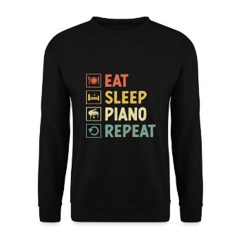 Essen Schlaf Klavier Wiederholen Pianist Musiker Keyboard P - Unisex Pullover - Schwarz - Vorne - Alina (178cm) & Michal (187cm)