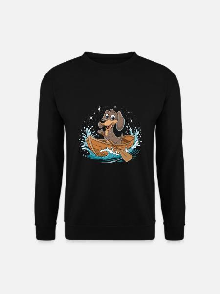 A Dachshund Boating Paddle Boat - Unisex Sweatshirt - black