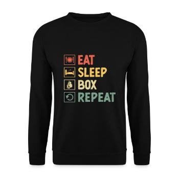 Manger Sleep Box Répéter Boxer Sports Force Athlète - Sweat-shirt Unisexe - noir - Devant - Alina (178cm) & Michal (187cm)