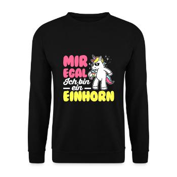Mir Egal Ich Bin Ein Einhorn Regenbogen Süß Glitze - Unisex Pullover - Schwarz - Vorne - Alina (178cm) & Michal (187cm)