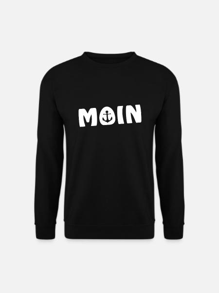 Moin mit Anker Sylt Nordsee Hamburg Bremen Insel - Unisex Pullover - Schwarz