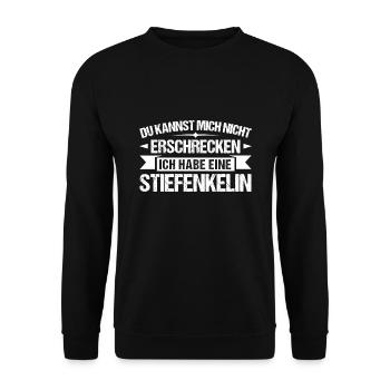 Stiefopa Stiefenkelin Stiefenkeltochter Geschenk - Unisex Pullover - Schwarz - Vorne - Alina (178cm) & Michal (187cm)