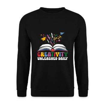 Entfesselte Kreativität Täglich Lehrer Schüler - Unisex Pullover - Schwarz - Vorne - Alina (178cm) & Michal (187cm)