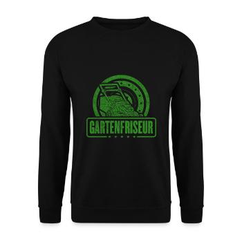 Gärtner Gartenfriseur Rasenmäher Beet Gartenarbeit - Unisex Pullover - Schwarz - Vorne - Alina (178cm) & Michal (187cm)