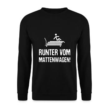 Einschulung Runter Vom Mattenwagen Sportunterricht - Unisex Pullover - Schwarz - Vorne - Alina (178cm) & Michal (187cm)