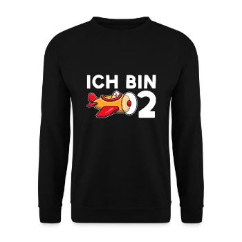 2.Geburtstag Flugzeug 2 Jahre Geschenk - Unisex Pullover - Schwarz - Vorne - Alina (178cm) & Michal (187cm)