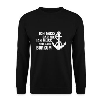 Borkum Norddeutschland Borkum Reise Geschenk - Unisex Pullover - Schwarz - Vorne - Alina (178cm) & Michal (187cm)