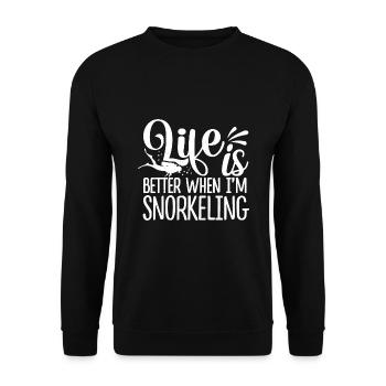 Life Is Better When I'm Snorkeling Scuba Diver Sno - Unisex Pullover - Schwarz - Vorne - Alina (178cm) & Michal (187cm)
