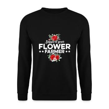 Support Your Flower Farmer Gardening Botanical Pla - Unisex Pullover - Schwarz - Vorne - Alina (178cm) & Michal (187cm)