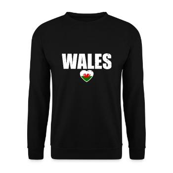 Wales Walisische Flagge Waliser - Unisex Pullover - Schwarz - Vorne - Alina (178cm) & Michal (187cm)