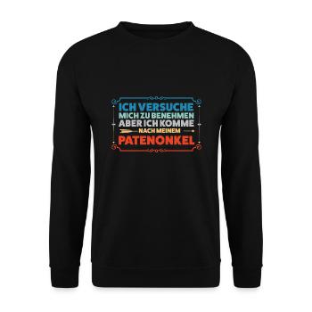 Patenonkel Familie Taufpate Geschenk - Unisex Pullover - Schwarz - Vorne - Alina (178cm) & Michal (187cm)
