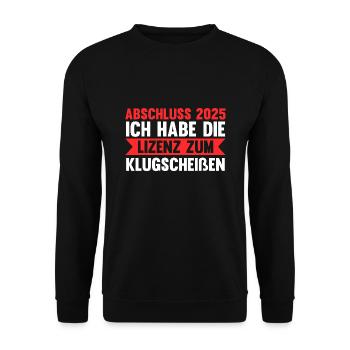 Abschluss 2025 Prüfung Abi Geschenk - Unisex Pullover - Schwarz - Vorne - Alina (178cm) & Michal (187cm)