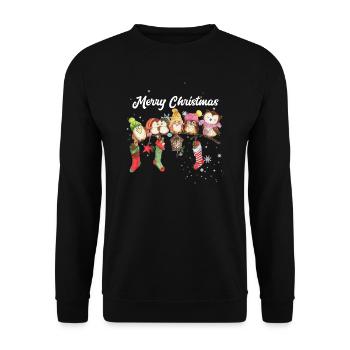 Merry Christmas Owl - Unisex Sweatshirt - black - Front - Alina (178cm) & Michal (187cm)