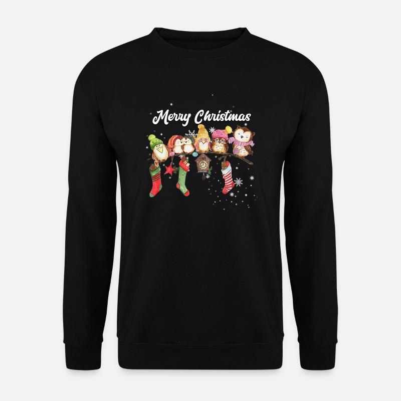 Frohe Weihnachten Eule - Unisex Pullover - Schwarz