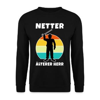 Netter ältere Herr - Unisex Pullover - Schwarz - Vorne - Alina (178cm) & Michal (187cm)